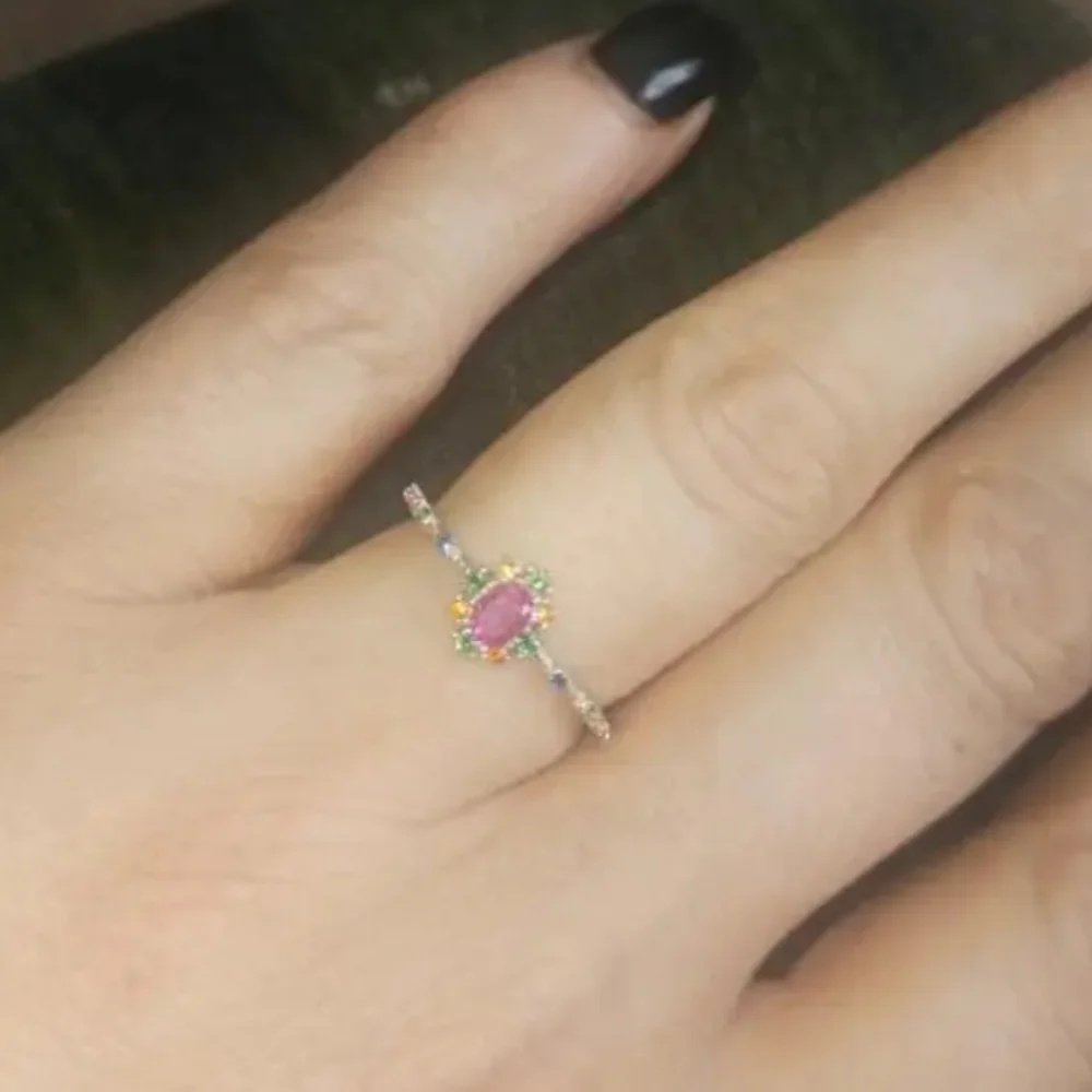 Sterling Silver Multicolor Gemstone Ring